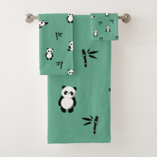 Karikatur-Panda-Duschvorhang Badhandtuch Set