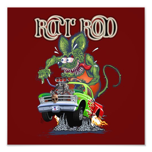 Karikatur Retro-Ratten-Rod Fotodruck (Vorne)