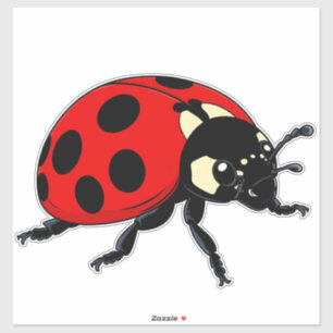 Karikatur Rote Marienkäfer Süße Insektenfigur Aufkleber