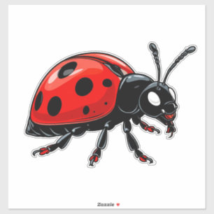 Karikatur Rote Marienkäfer Süßes Insekten Charakte Aufkleber
