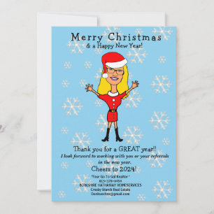 Karikatur Santa Girl Dori 2 Feiertagskarte