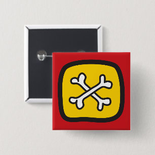 Karikatur-Schädel und Knochen Halloween-Spaß-Party Button