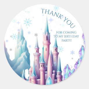 Karikatur-Schloss Frozen Kingdom 1. Geburtstag Runder Aufkleber