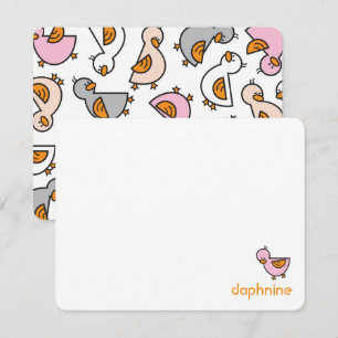 Karikatur Spielende rosa Enten Entlein Mädchen Dankeskarte