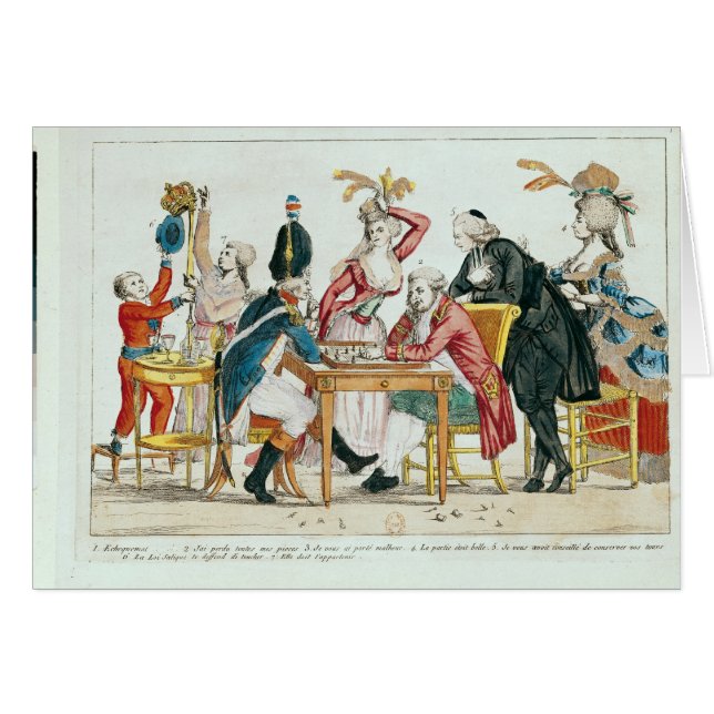 Karikatur spielenden Schachs Louis XVI (Vorderseite (Horizontal))