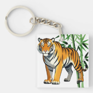 Karikatur-Tiger-Geschenk Tigerliebhaber Orange Sch Schlüsselanhänger