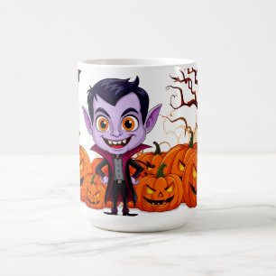 Karikatur-Vampir-Kind feiert Halloween 🎃 Kaffeetasse