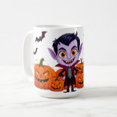 Karikatur-Vampir-Kind feiert Halloween 🎃 Kaffeetasse (Vorderseite Links)