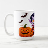 Karikatur-Vampir-Kind feiert Halloween 🎃 Kaffeetasse (Links)