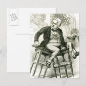 Karikatur von Adolphe Thiers zwischen zwei Postkarte (Vorne/Hinten)