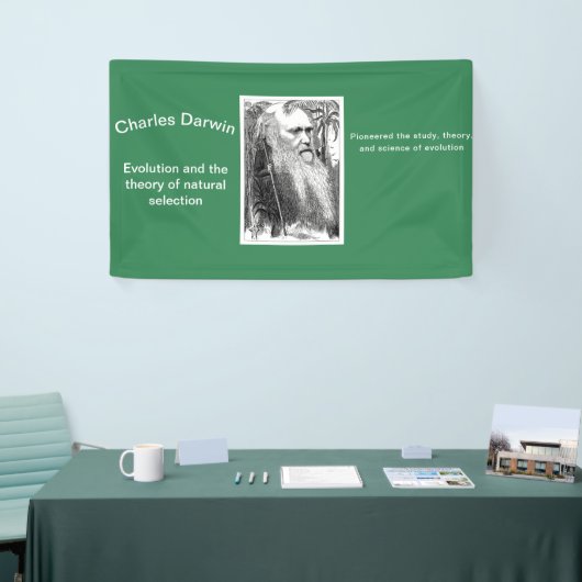 Karikatur von Charles Darwin Banner (Messeveranstaltung)