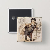 Karikatur von Chester Alan Arthur, c.1883 Button (Vorne & Hinten)