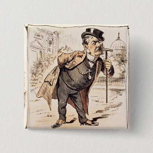Karikatur von Chester Alan Arthur, c.1883 Button (Vorderseite)