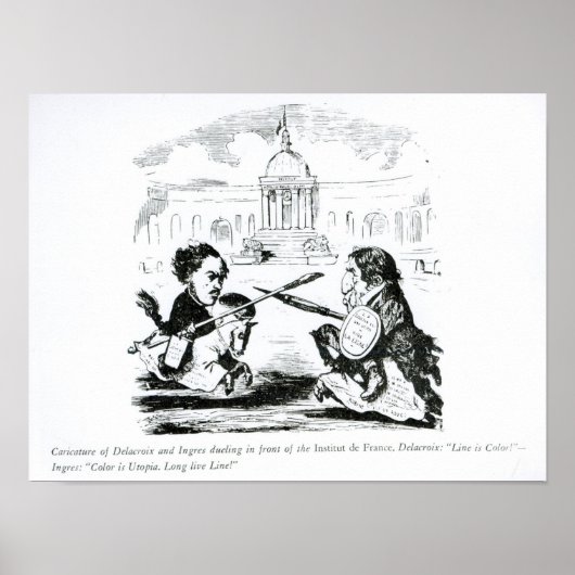 Karikatur von Delacroix und Ingres Poster (Vorne)