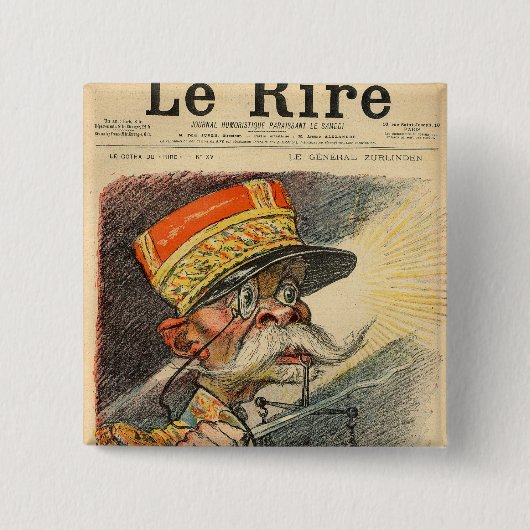 Karikatur von General Zurlinden Button (Vorderseite)