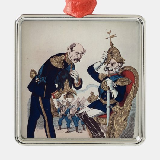 Karikatur von Kaiser Wilhelm von Preußen Silbernes Ornament (Vorne)