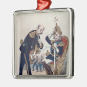 Karikatur von Kaiser Wilhelm von Preußen Silbernes Ornament (Links)