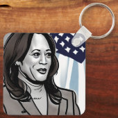Karikatur von Kamala Harris Political Schlüsselanhänger (Rückseite)