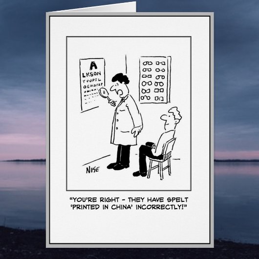 Karikatur von Kunde und Optiker.