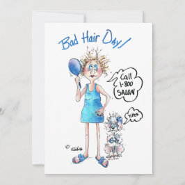 Karikatur von Lady with Bad Hair and Funny Saying Feiertagskarte