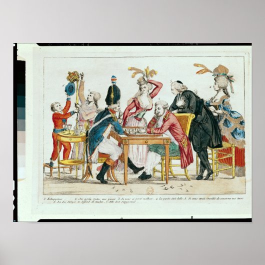 Karikatur von Louis XVI, der Schach spielt Poster (Vorne)