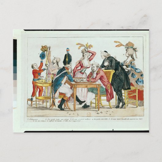 Karikatur von Louis XVI, der Schach spielt Postkarte (Vorderseite)