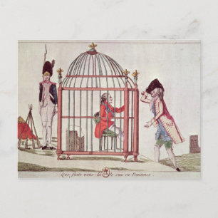Karikatur von Louis XVI in einem Käfig Postkarte