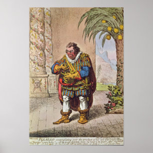 Karikatur von Pizarro, die die Poster