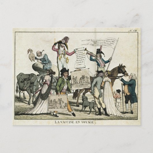 Karikatur von Quackärzten, die Impfstoffe anbieten Postkarte (Vorderseite)