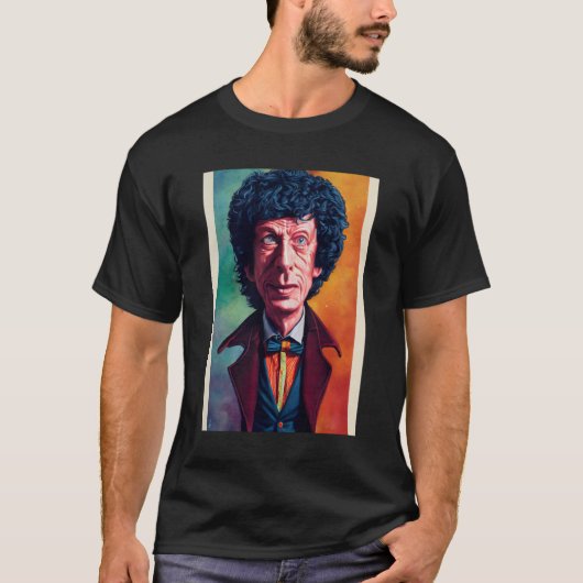 Karikatur von Tom Baker als Dr., der von Jason Sei T-Shirt (Vorderseite)