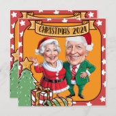Karikatur von Weihnachtsgroßeltern Einladung (Vorne/Hinten)