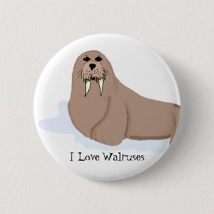 Karikatur Walross Button