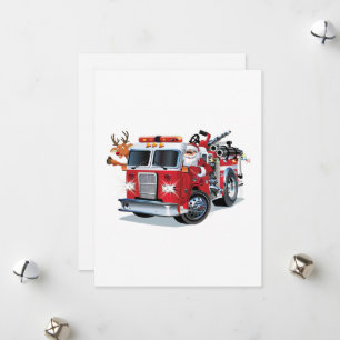 Karikatur-Weihnachts-Feuerwehrauto Feiertagskarte