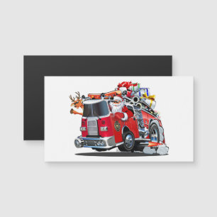 Karikatur-Weihnachts-Feuerwehrauto Magnetkarte