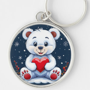 Karikatur-Weihnachtspolarbär Schlüsselanhänger