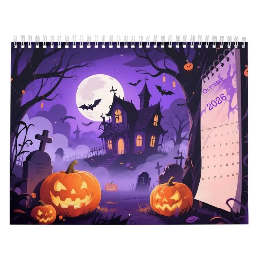 Karikaturartiger Halloween-Kunststil Kalender (Titelbild)