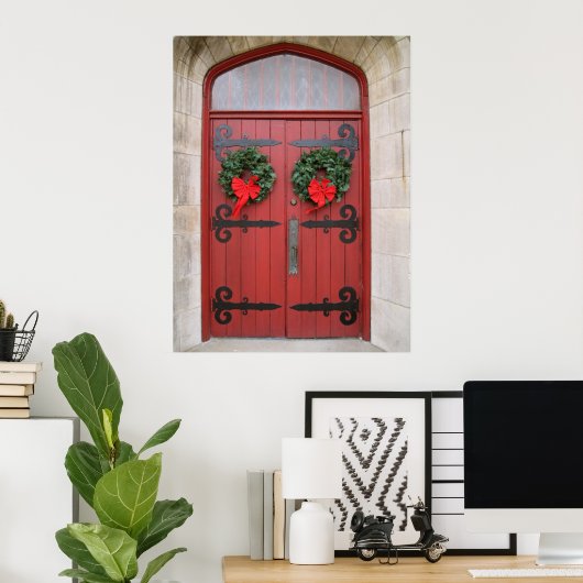 Karikaturen an der roten Tür drucken Poster (Heimbüro)