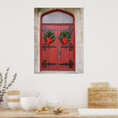 Karikaturen an der roten Tür drucken Poster (Küche)