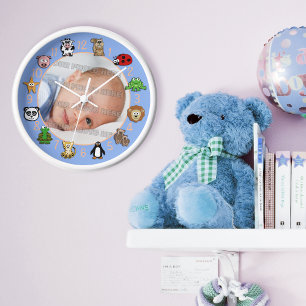Karikaturen-Tiere Kinder und Babys Benutzerdefinie Wanduhr