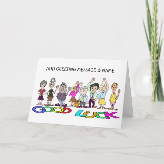 Karikaturen von Menschen, die auf Wiedersehen schw Karte (Vorderseite)