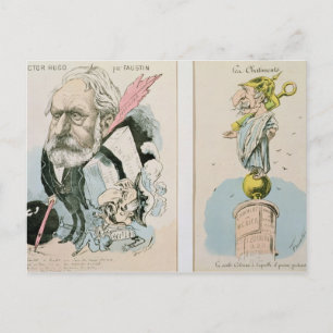 Karikaturen von Victor Hugo und Napoleon III Postkarte