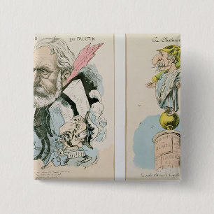 Karikaturen von Victor Hugo und von Napoleon III Button