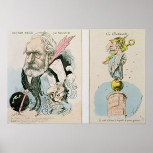 Karikaturen von Victor Hugo und von Napoleon III Poster