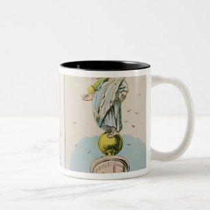 Karikaturen von Victor Hugo und von Napoleon III Zweifarbige Tasse