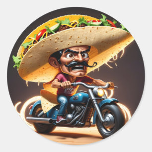 Karikaturenfigur Angry Taco Runder Aufkleber