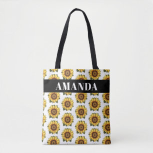 Karikaturengelber Individuelle Name Sonnenblumenmu Tasche