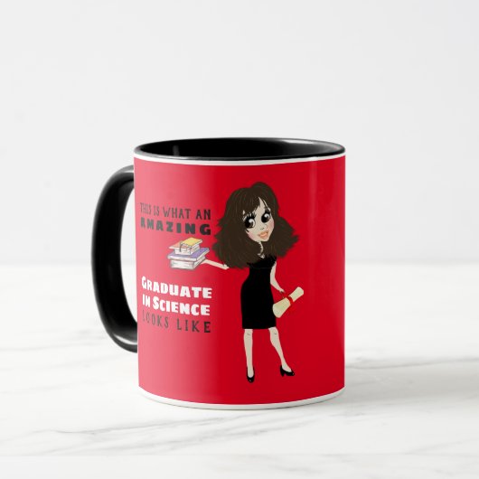 Karikaturengeschenk Brünette Frau Tasse (Vorderseite Links)
