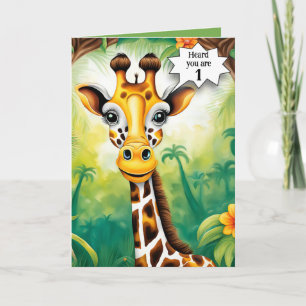 Karikaturengiraffe zum 1. Geburtstag Karte
