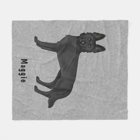 Karikaturenhund mit benutzerdefiniertem Text Fleecedecke (Vorderseite (Horizontal))