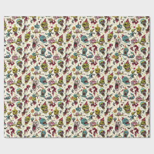 Karikaturenkulls Halloween Geschenkpapier (Flach)